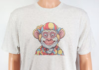 TwoAcreTees.com Gus The Goofy Monkey Clown Light Granite T-Shirt