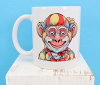 Gus The Goofy Clown Monkey White Mug