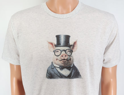 TwoAcreTees.com Hamilton The Suave Pig Light Granite T-Shirt