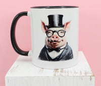 Hamilton The Suave Pig Black Handle Mug