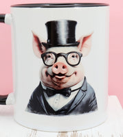 Hamilton The Suave Pig Black Handle Mug