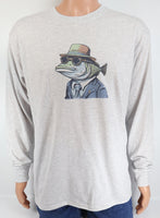 Hector The Fish Man Secret Agent Ash Gray Long Sleeve Shirt