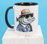 Hector The Fish Man Secret Agent Black Handle Mug