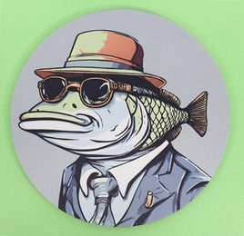 Hector The Fish Man Secret Agent Round Mouse Pad