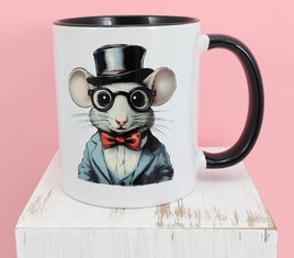 TwoAcreTees.com Herbert The Adorable Mouse Black Handle Mug