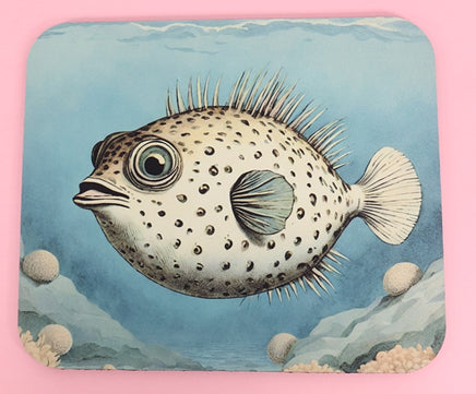 TwoAcreTees.com Herman The Content Pufferfish Mouse Pad