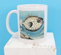 Herman The Content Pufferfish White Mug