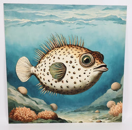 TwoAcreTees.com Herman The Content Pufferfish Textured Print