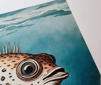 Herman The Content Pufferfish Textured Print