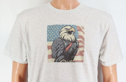 TwoAcreTees.com Honor The Patriotic Bald Eagle Light Granite T-Shirt