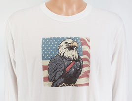 TwoAcreTees.com Honor The Loyal Bald Eagle Crisp White Long Sleeve Shirt