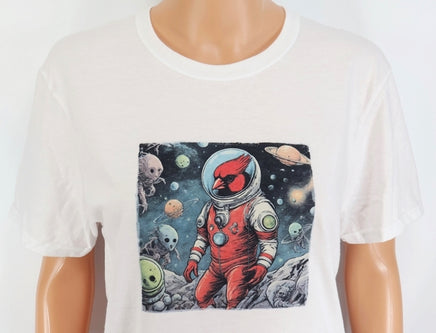 TwoAcreTees.com Houston The Astronaut Cardinal Crisp White T-Shirt