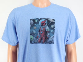 TwoAcreTees.com Houston The Astronaut Cardinal River Blue T-Shirt