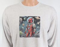 TwoAcreTees.com Houston The Astronaut Cardinal Ash Gray Long Sleeve Shirt