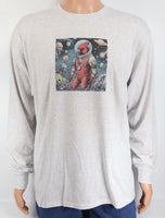 Houston The Astronaut Cardinal Ash Gray Long Sleeve Shirt