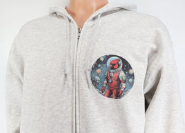 TwoAcreTees.com Houston The Astronaut Cardinal Ash Gray Zipper Hoodie