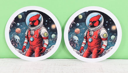 TwoAcreTees.com Houston The Astronaut Cardinal Sticker Pair