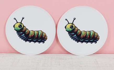 TwoAcreTees.com Hubert The Colorful Caterpillar Sticker Pair