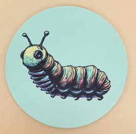 TwoAcreTees.com Hubert The Colorful Caterpillar Round Mouse Pad