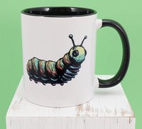 TwoAcreTees.com Hubert The Colorful Caterpillar Black Handle Mug