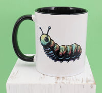 Hubert The Colorful Caterpillar Black Handle Mug