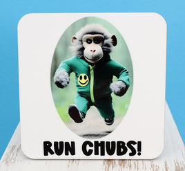 TwoAcreTees.com Hugo The Running Stuffed Monkey Square Coaster