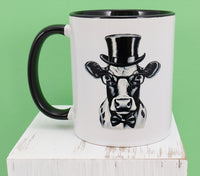 Humphrey The Cow Black Handle Mug