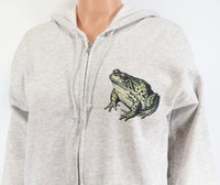 TwoAcreTees.com Irwin The Green Toad Ash Gray Zipper Hoodie