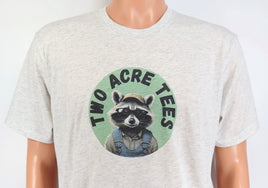 TwoAcreTees.com Jasper The Two Acre Tees Raccoon Logo Light Granite T-Shirt