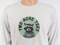 TwoAcreTees.com Jasper The Two Acre Tees Raccoon Logo Ash Gray Long Sleeve Shirt