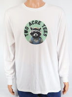 Jasper The Two Acre Tees Raccoon Logo Crisp White Long Sleeve Shirt