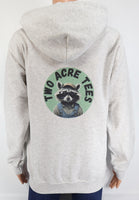 Jasper The Two Acre Tees Raccoon Logo Ash Gray Zipper Hoodie