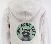 Jasper The Two Acre Tees Raccoon Logo Ash Gray Zipper Hoodie