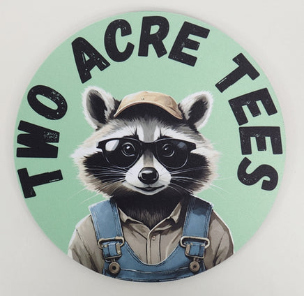 TwoAcreTees.com Jasper The Two Acre Tees Raccoon Logo Round Mouse Pad