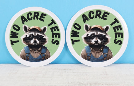 TwoAcreTees.com Jasper The Two Acre Tees Raccoon Logo Sticker Pair