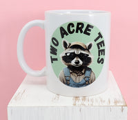 Jasper The Two Acre Tees Raccoon Logo White Mug