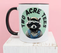 Jasper The Two Acre Tees Raccoon Logo Black Handle Mug