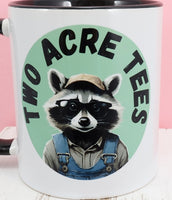 Jasper The Two Acre Tees Raccoon Logo Black Handle Mug