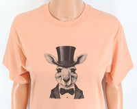 TwoAcreTees.com Jeeves The Formal Kangaroo Peach Cobbler T-Shirt