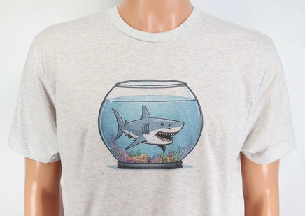 TwoAcreTees.com Jethro The Shark In A Fish Bowl Light Granite T-Shirt