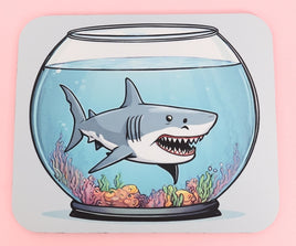 TwoAcreTees.com Jethro The Shark In A Fish Bowl Mouse Pad