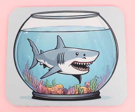 TwoAcreTees.com Jethro The Shark In A Fish Bowl Mouse Pad