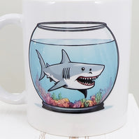 Jethro The Shark In A Fish Bowl White Mug