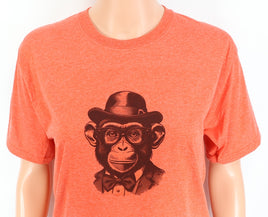 TwoAcreTees.com Julian The Chimpanzee Lava Red T-Shirt 