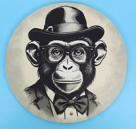 TwoAcreTees.com Julian The Chimpanzee Round Mouse Pad