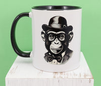 Julian The Stately Chimpanzee Black Handle Mug