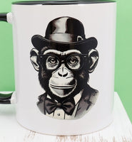 Julian The Stately Chimpanzee Black Handle Mug