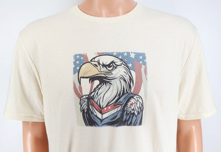 TwoAcreTees.com Justice The Devoted Bald Eagle Vanilla Cream T-Shirt