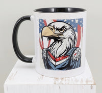 Justice The Devoted Bald Eagle Black Handle Mug