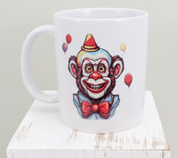 Lars The Creepy Clown Monkey White Mug